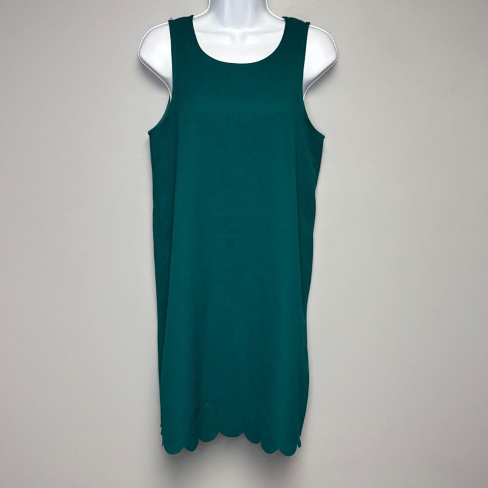 Everly Kelly Green Lightweight Sleeveless Scallop Hem Shift Dress Sz S